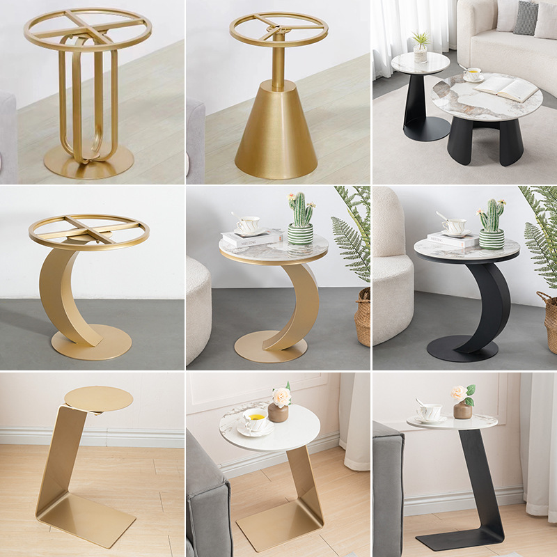 轻奢铁艺桌腿支架桌脚架酒店茶几边几腿脚架子岩板大理石