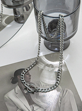 欧美简约粗链条古巴项链女 ins嘻哈时尚锁骨链小众设计气质配饰