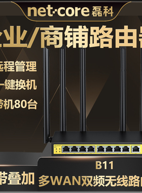 磊科路由器9口全千兆端口B11无线5G双频企业级大功率公司八口家用商铺出租房办公室多双WAN端口接口监控穿墙