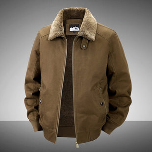 维佳外贸自然物男装冬季重工重磅加绒加厚纯棉保暖美式复古棉服