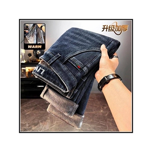 #点击率男装专卖店男裤冬季加绒加厚牛仔裤柔软轻奢刺绣直筒休a59