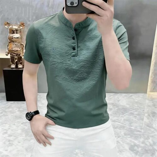 卡尔精品服饰高档男士夏季新款立领短袖T恤半袖体恤亿万精品男a9