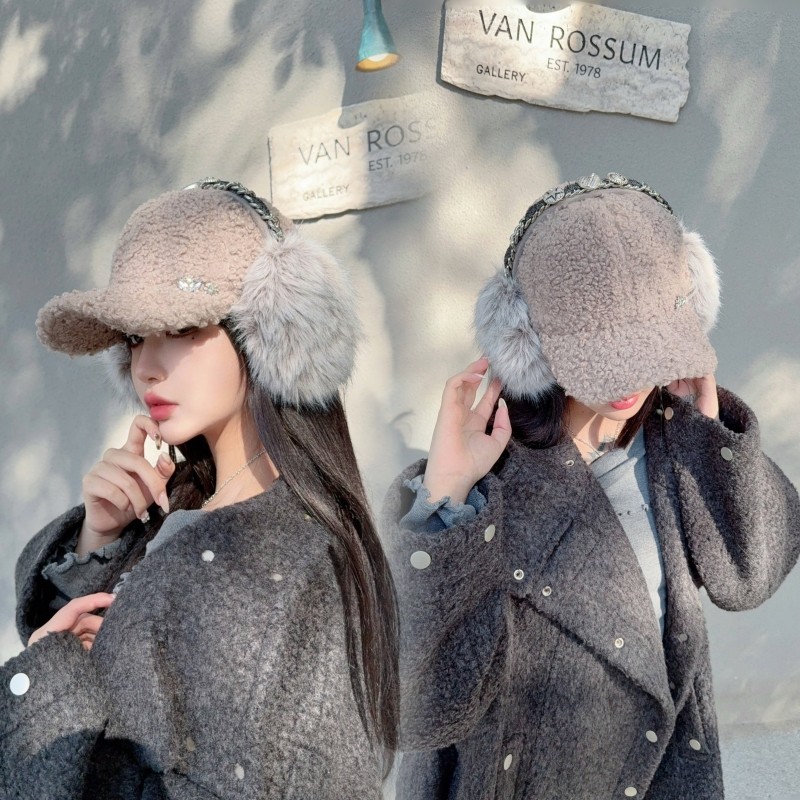 NIUYANG 原创秋冬特调灰耳罩帽子二合一潮款链条扣饰泰迪卷鸭舌帽,服饰配件/皮带/帽子/围巾,帽子,淘宝优惠券,粉丝福利购,淘宝优惠卷