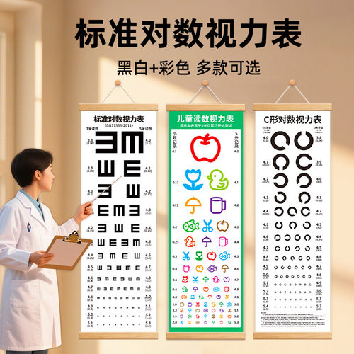 覆膜国标视力表彩色国际标准视力表对数挂图儿童视力表空军视力表