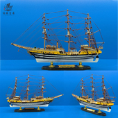 网红帆船摆件一帆风顺有钱花摆件创意礼品手工木船装 饰送老公实用