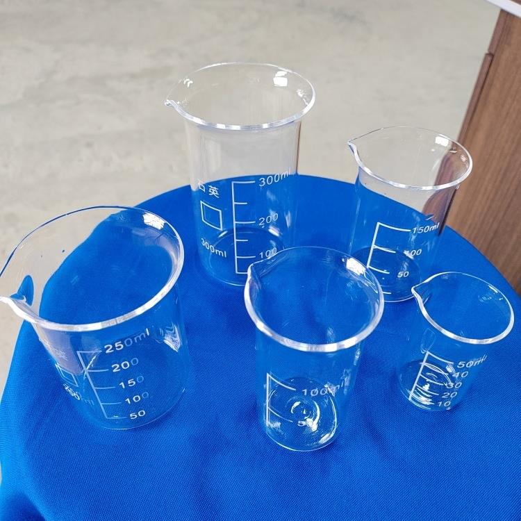 实验室石英低型烧杯耐高温耐腐蚀可定制50ml100ml150ml200ml800ml