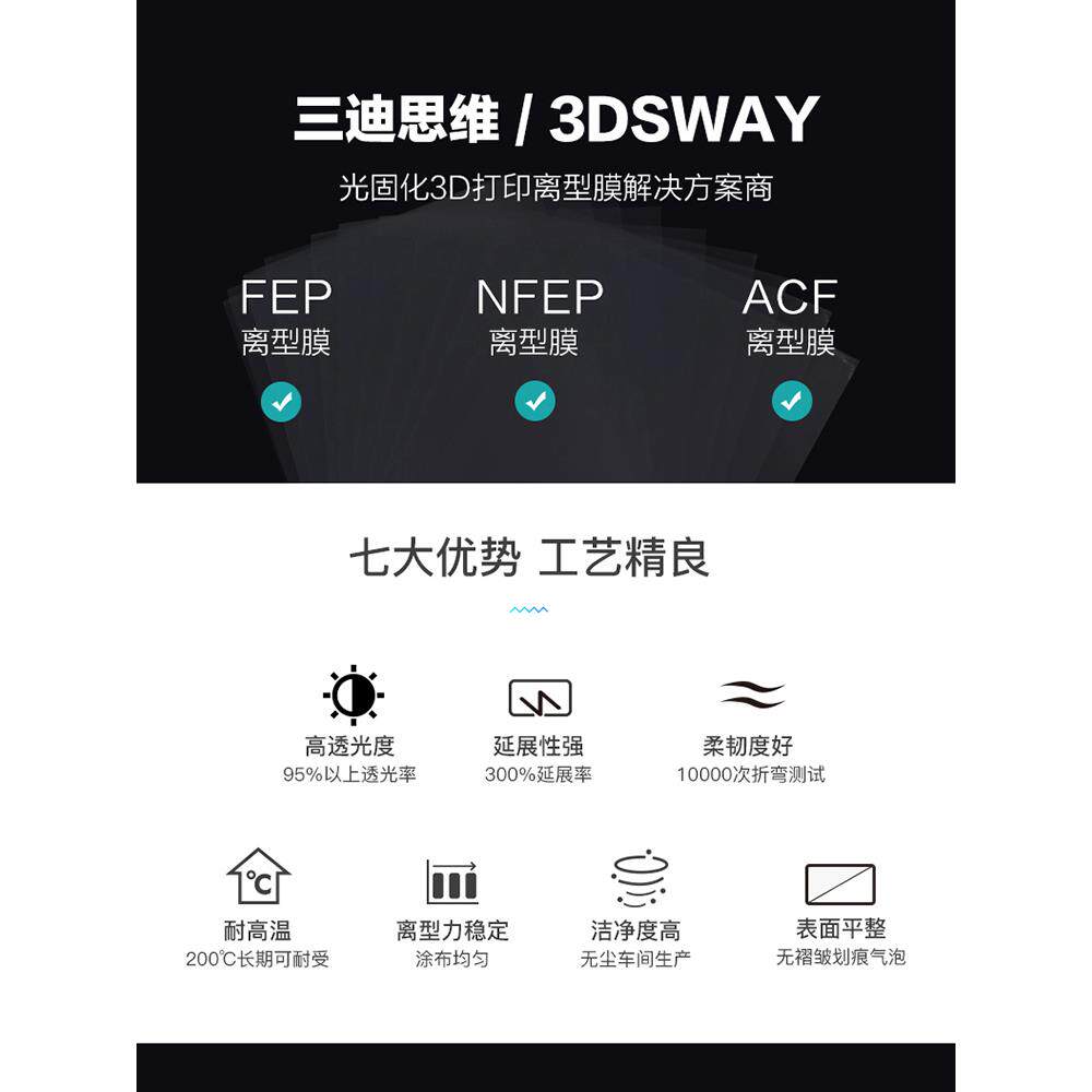 3D打印机配件 LCD光固化3d打印离型膜 ACF离型膜高透光性持久耐用