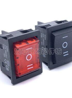 KCD4船型开关 30A大电流大功率电源翘板开关 6脚3档黑色 红灯250V