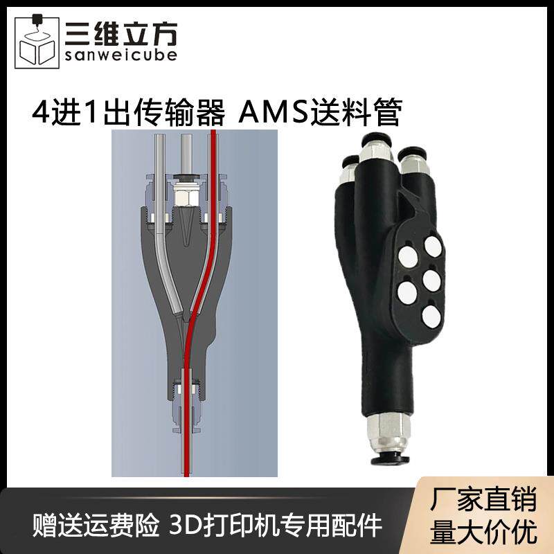 3D打印机配件拓TZ竹X1C P1P/S四合一进料口AMS送料管接头铁氟龙管