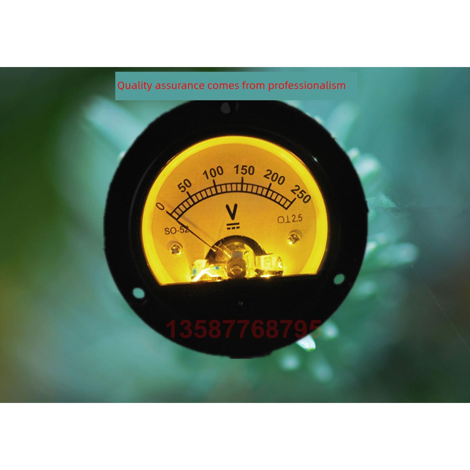 SQ DH-52指针式直流圆形电压表250v DC250V 带背景灯65*50mm