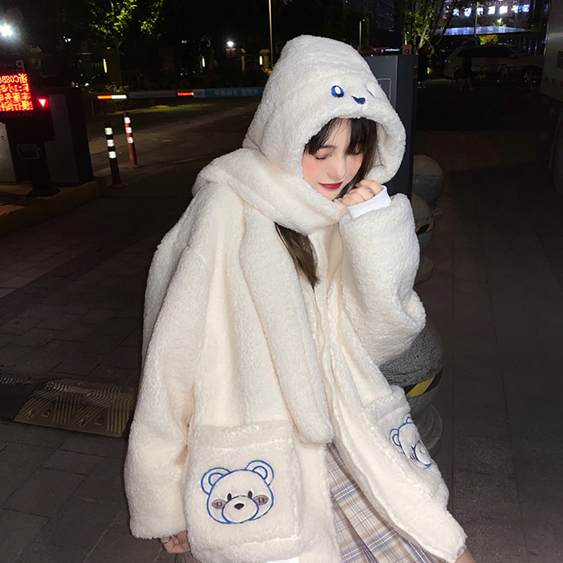 羊羔毛茸茸外套女2020秋冬季新款百搭小香风加绒加厚小熊连帽卫衣|msdalam kategori Butik wanita / wanita, sweater/Fleece - dari Buy2taobao.com untuk memberikan perkhidmatan ejen Taobao profesional membeli