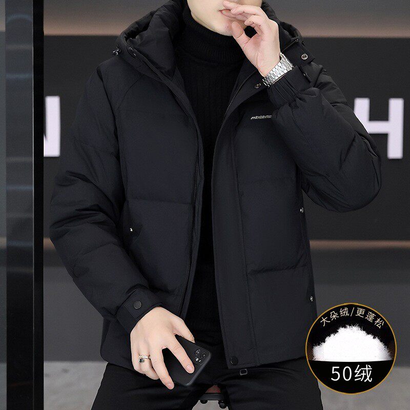 冬季新款男士连帽羽绒服50绒保暖短款休闲百搭青少年时尚流行外a8