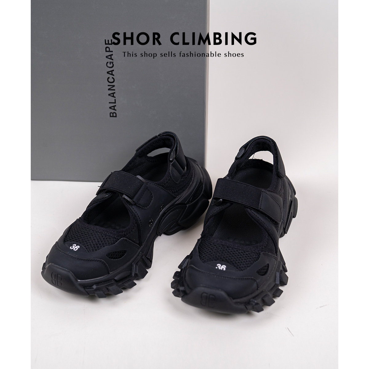 巴黎厚底魔术贴运动老爹凉鞋