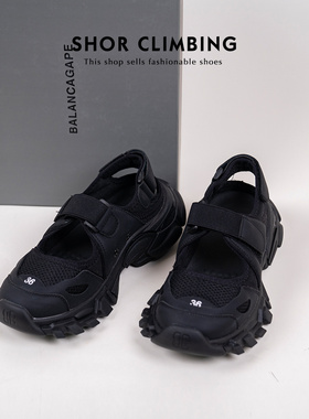 「鞋登」夏日巴黎~2024年夏新款包头黑色魔术贴运动凉鞋女 老爹鞋