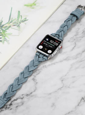 适用apple watch6SE表带单圈编制皮质苹果2/3/4/5代手表表带iwatch5手表带iphoneseries潮牌se女款40mm44mm