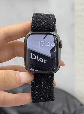 适用iwatch11表带S9苹果S8手表applewatch9新款S10尼龙8编织7/6磁吸S7秋冬SE男时尚高级黑色ultra2女运动腕带