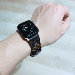 iwatch9代牛皮透气时尚 41mm49 ultra2表带苹果手表表带真皮lv watch5 运动腕带45 SE7 个性 适用apple 8代