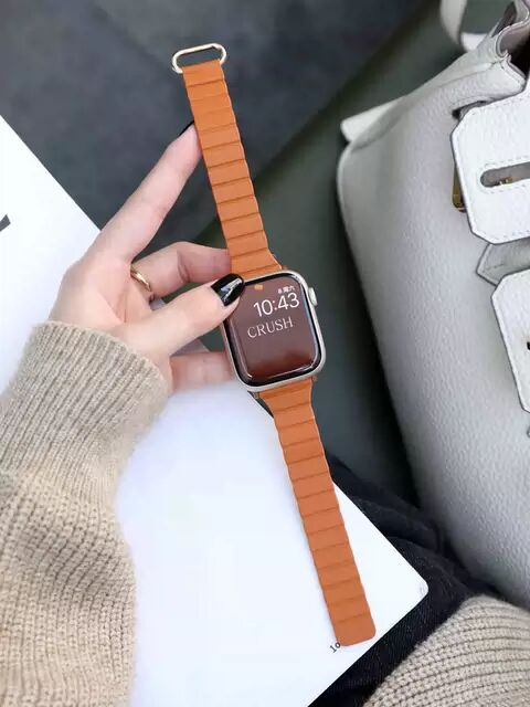 适用苹果手表表带iWatch8女款s9手表带applewatch7Ultra创意磁吸6/5/4/SE智能s8简约商务哑光回环表带41mm/45-封面