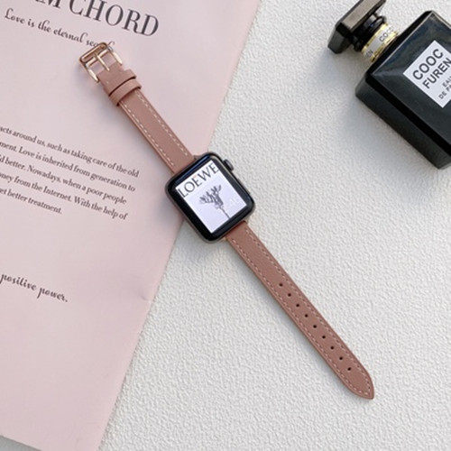 适用iwatch7表带苹果6代智能手表简约AppleWatch5/4/3/2/SE细皮带真皮简约小蛮腰皮带女款潮流时尚腕带41mm45