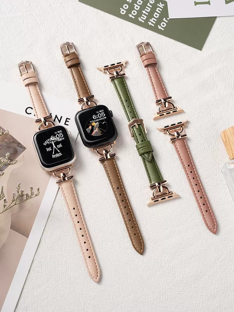 iwatch8表带S8苹果S7手表applewatch7真皮S6 SE秋冬6可爱5女4高级感3代41mm/45创意45小众运动智能watchs49mm