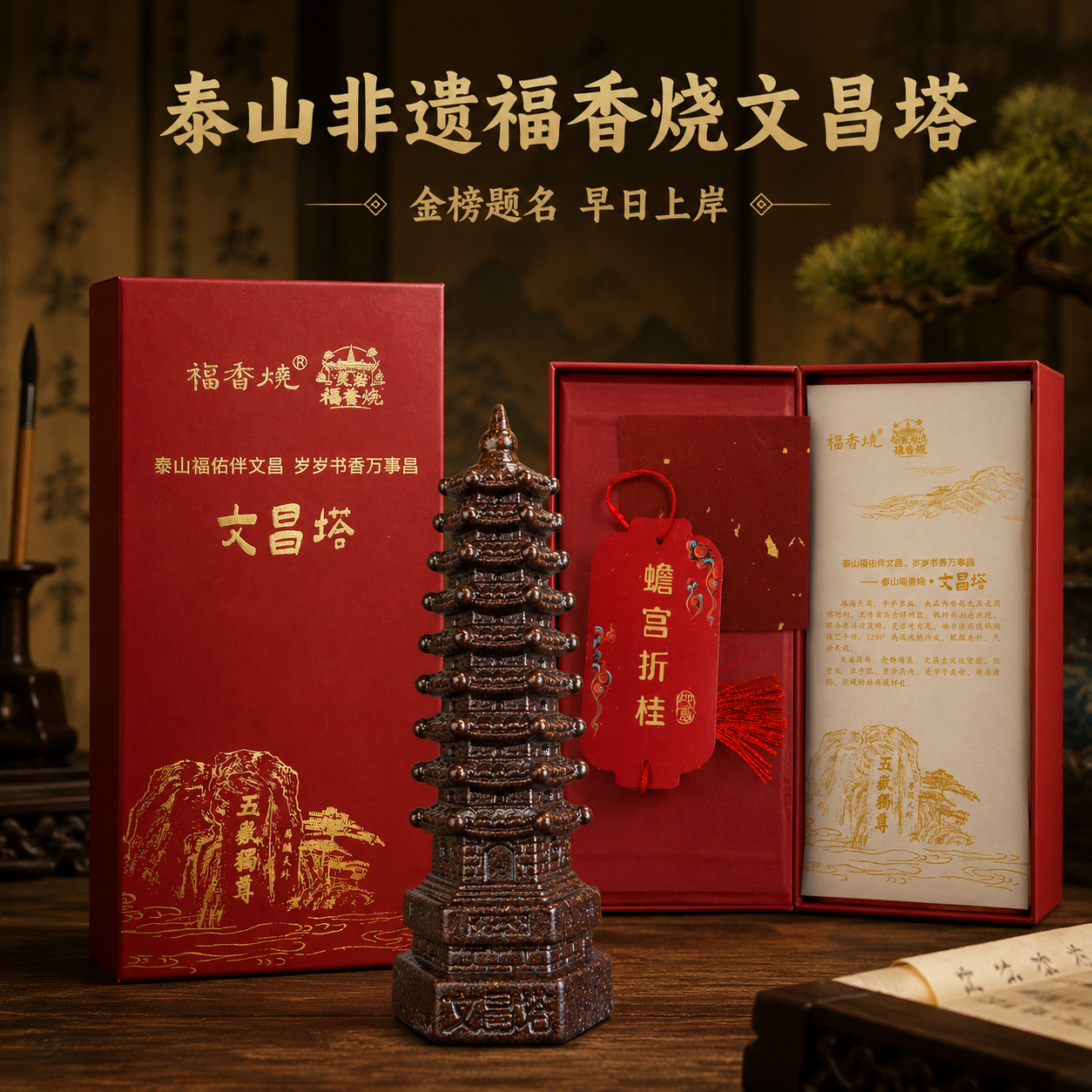 泰山文创文昌塔摆件泰山非遗福香烧文昌塔金榜题名上岸礼物送朋友