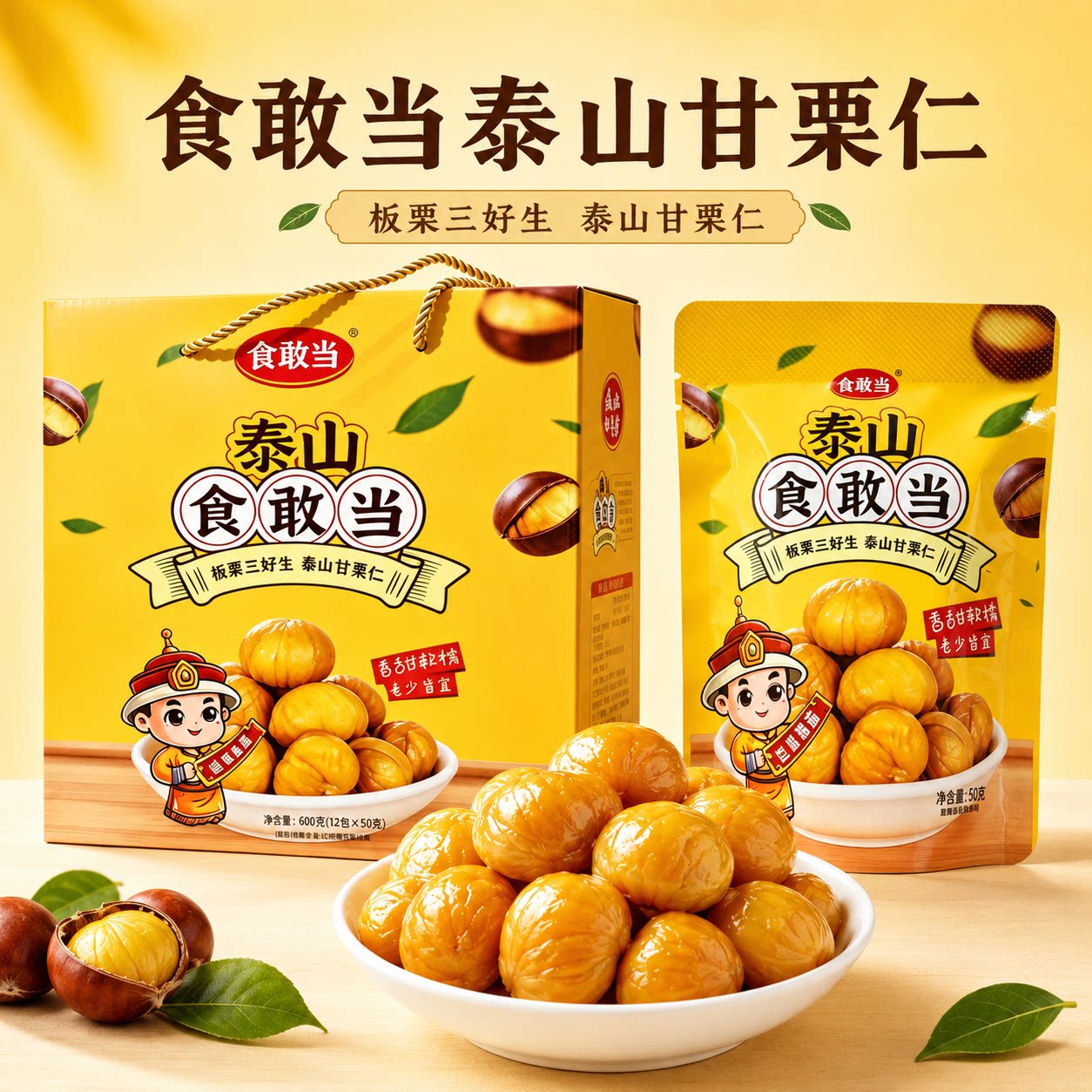 食敢当泰山甘栗仁即食袋装板栗仁礼盒装老少皆宜送礼长辈特产零食