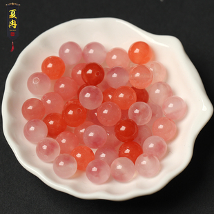 7A粉盐源玛瑙粉色玉髓多宝散珠手串男女士diy手工手链水晶玛瑙