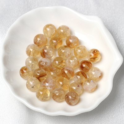 天然黄水晶黄塔山散珠子手串diy手工串珠编织圆珠手链项链饰品配