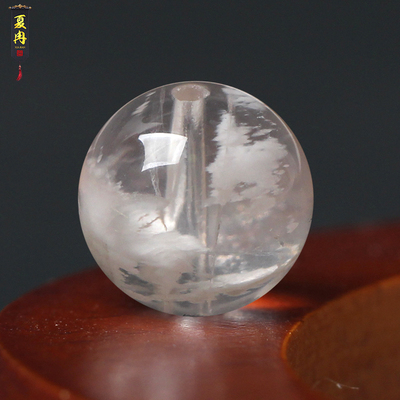 天然粉水晶樱花粉幽灵多宝手串女白雪花幽灵diy手工散珠饰品配件