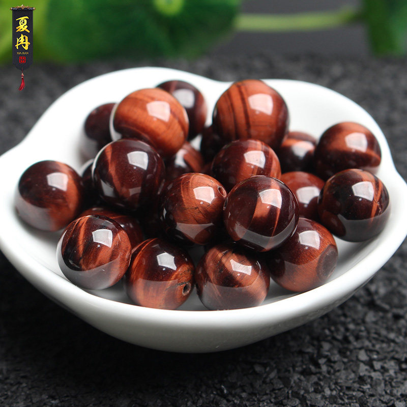 天然红虎眼散珠子黄虎眼圆珠猫眼石DIY水晶手链吊坠项链配件材料