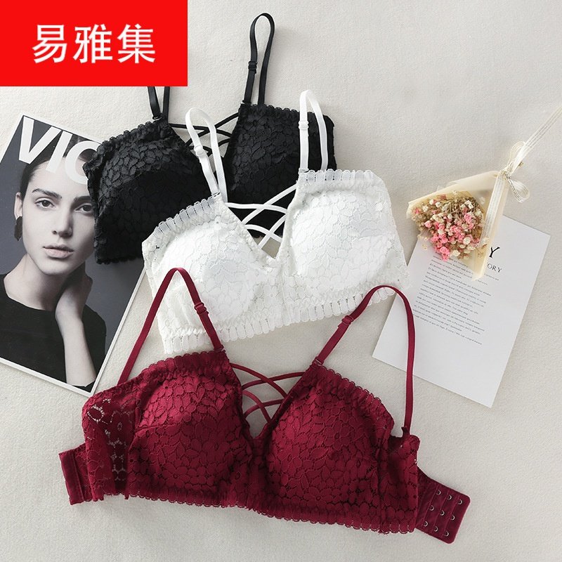 新款美胸一字围交叉带美背文胸内衣后排扣可调节学生少女抹胸