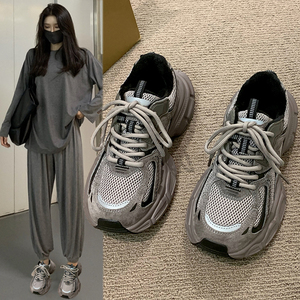 老爹鞋女2024年春季新款百搭厚底休闲运动鞋复古轻便跑步鞋ins潮