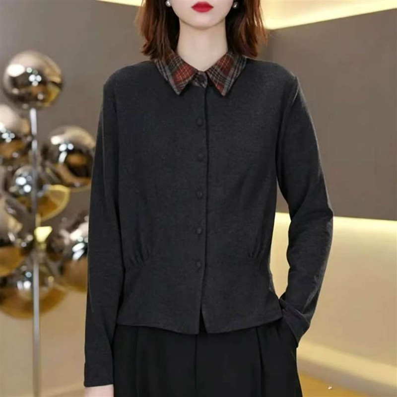 铂瑾女装2026秋冬季新款女士双面澳绒保暖打底衫减龄显瘦翻领Ta9