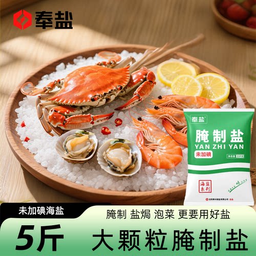 奉盐腌制盐天然大颗粒未加碘海盐5斤粗盐大粒盐泡菜焗海鲜专用盐