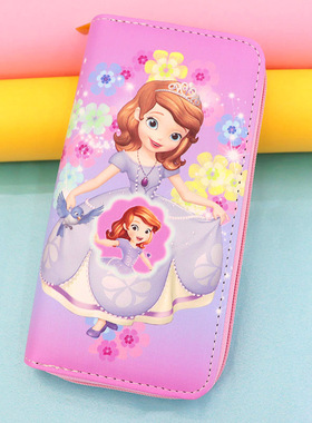 好质量卡通可爱兔子女孩印花日韩紫色白色长款男童女童拉链钱包