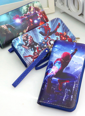 卡通零钱包蜘蛛侠 钢铁侠 海王 绿巨人 队长印花男童男士手提钱包