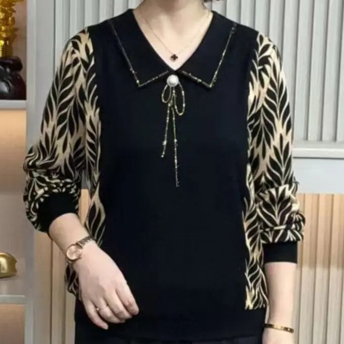 妈妈装流行时尚潮牌女装宽松秋装女士欧若拉独特漂亮上装休闲长袖