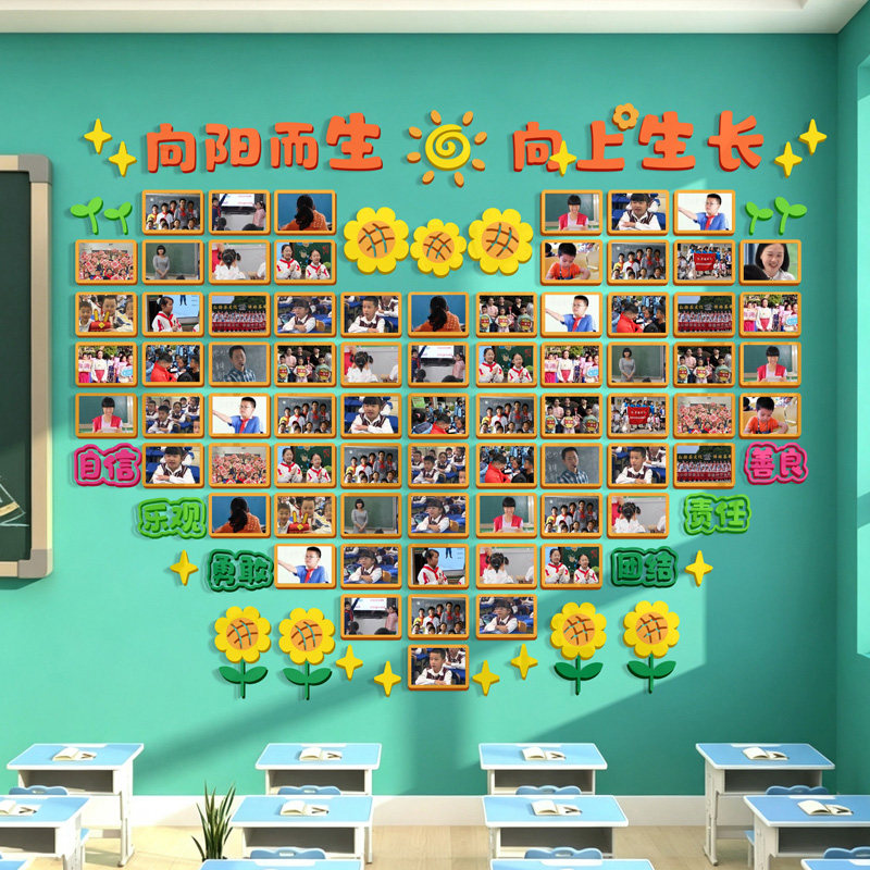 向日葵向阳班级幼儿园环创作品展示照片托管班艺术培训走廊文化墙