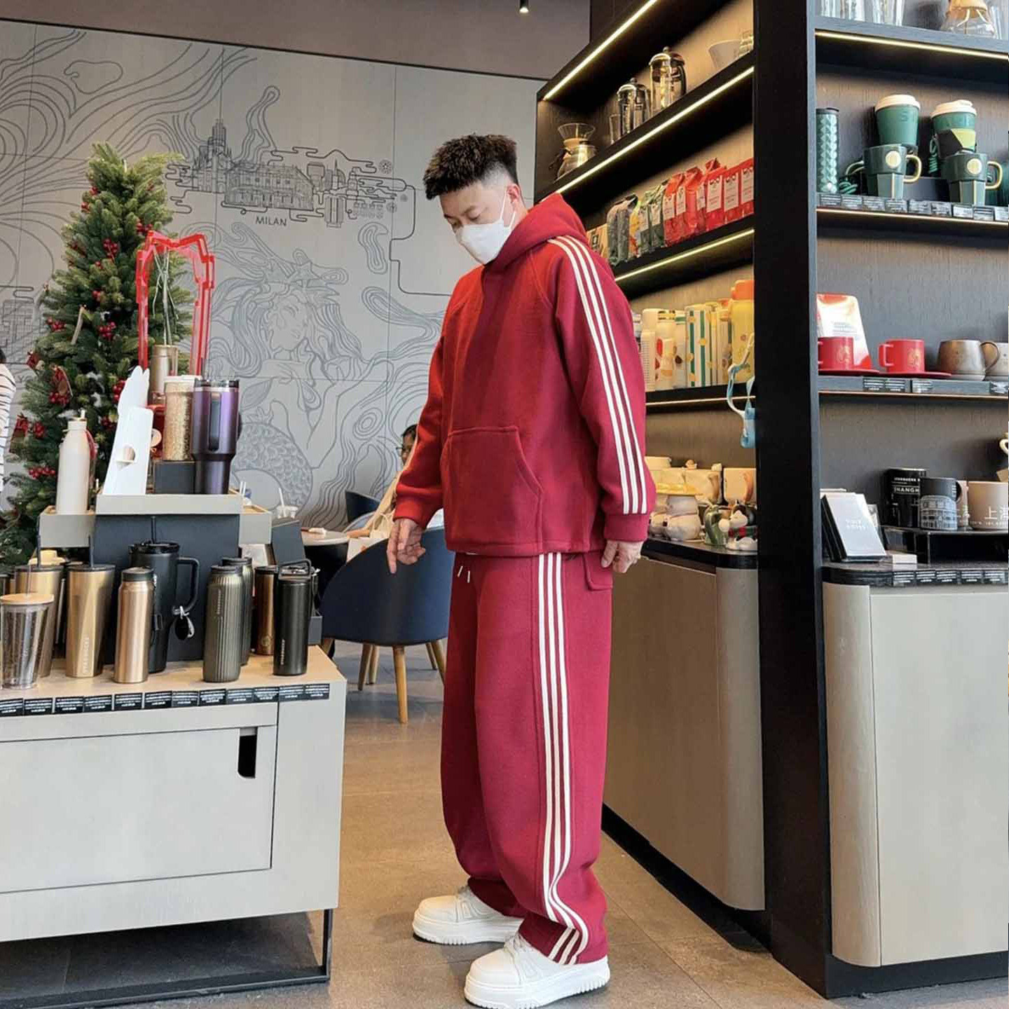 2025冬季新款摇粒绒休闲运动套装男宽松百搭连帽卫衣阔腿裤两件套,男装,休闲运动套装,淘宝优惠券,粉丝福利购,淘宝优惠卷