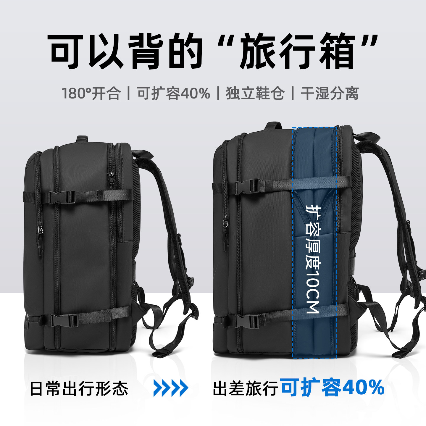 【可登机可扩容】双肩包旅行背包图片
