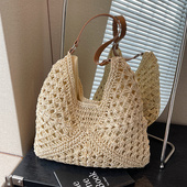 编织包包女夏天2024新款 大容量草编包海边度假沙滩单肩通勤托特包