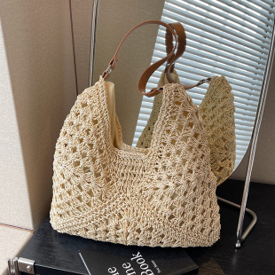 编织包包女夏天2024新款 大容量草编包海边度假沙滩单肩通勤托特包