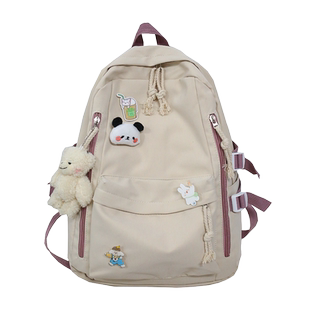 书包女生大学生2024新款双肩包大容量背包小众初中生高中可爱简约