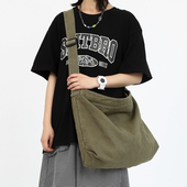 包邮 大容量帆布包男斜挎包单肩包2026新款 休闲日系布袋包手提 差包