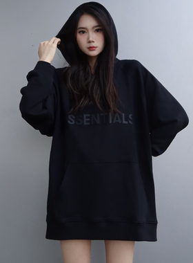 ESSENTIALS2024年秋冬新款美式连帽卫衣女男情侣中长款套头上衣潮