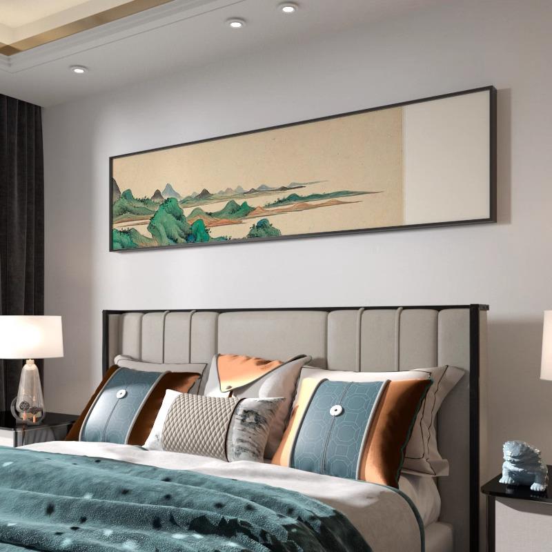 新中式横版装饰画山水禅意客厅靠山壁画茶室卧室寓意好背景墙挂画