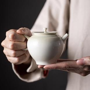手工薄胎茶壶泡茶壶陶瓷带过滤单壶青灰釉功夫茶具家用小茶壶 中式