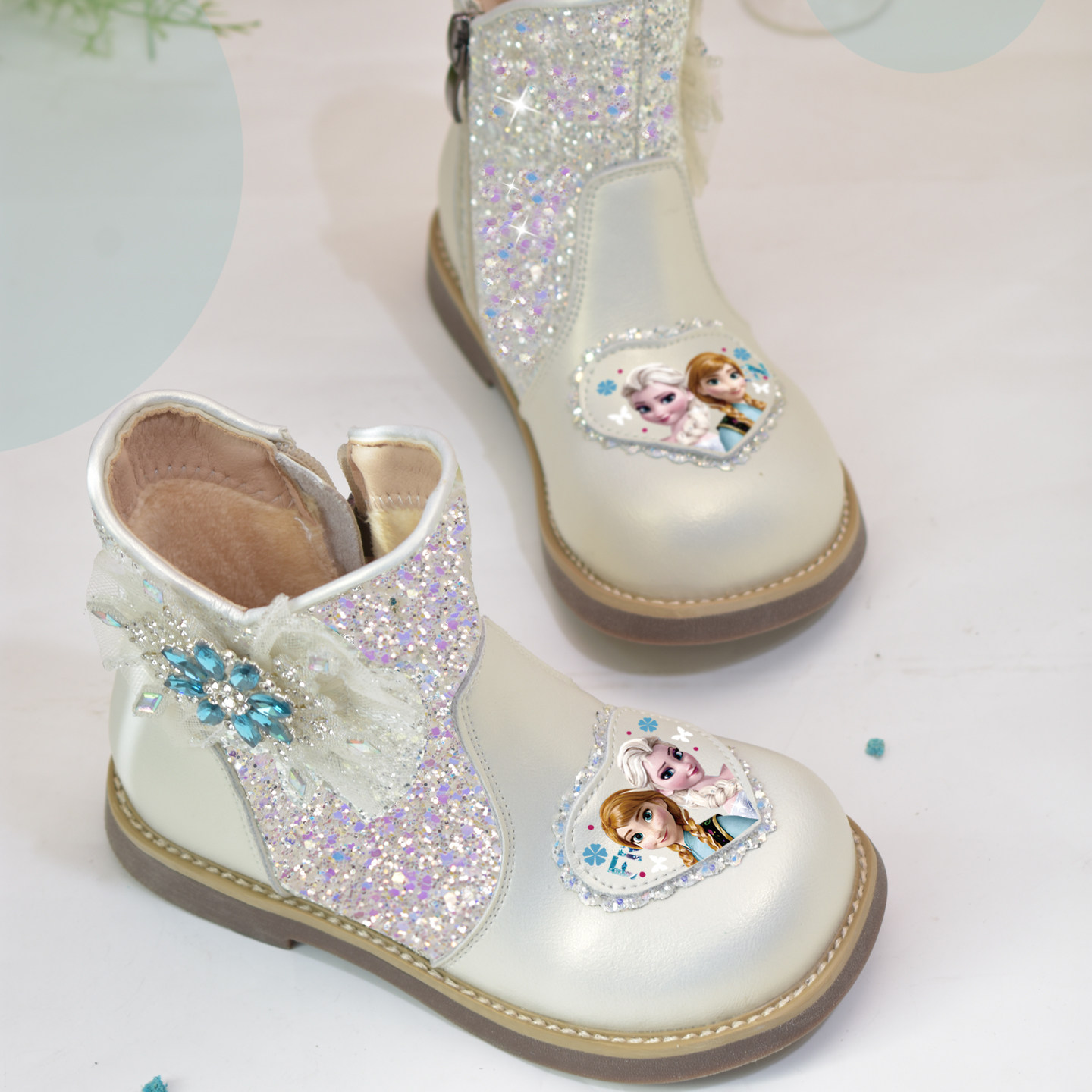 女童公主靴子中筒真皮短靴小女孩冬季软底加绒水钻亮片儿童马丁靴,童鞋/婴儿鞋/亲子鞋,皮靴,淘宝优惠券,粉丝福利购,淘宝优惠卷