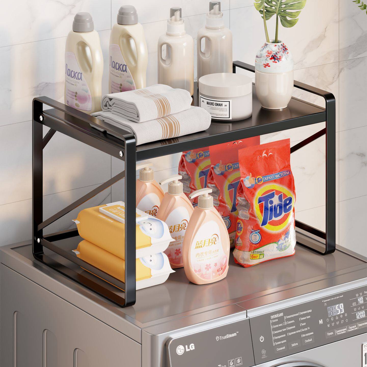 洗衣机上方置物架侧滚筒顶部空间收纳挂架家用多功能洗衣液储物架