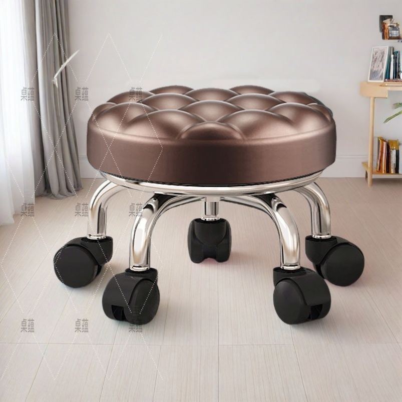 万向轮矮凳凳子带轮家用带娃圆凳美缝修脚儿童学步板凳滑轮静音